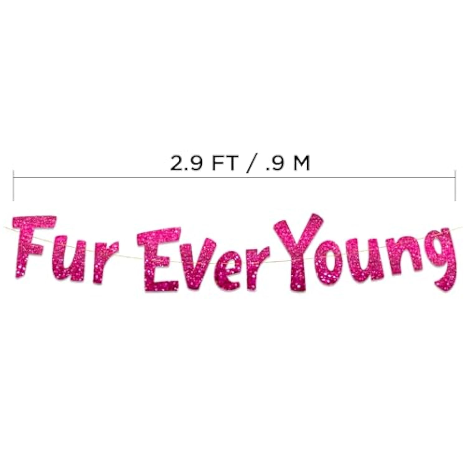 Furever Young Pink Glitter Banner Dog & Cat Birthday Decorations Funny Puppy And Kitten Party Supplies