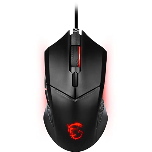 msi Clutch GM08 Gaming Mouse, 4200 DPI, Optical Sensor, 3 Adjustable Weights, Red LED Lighting, Symmetrical Design