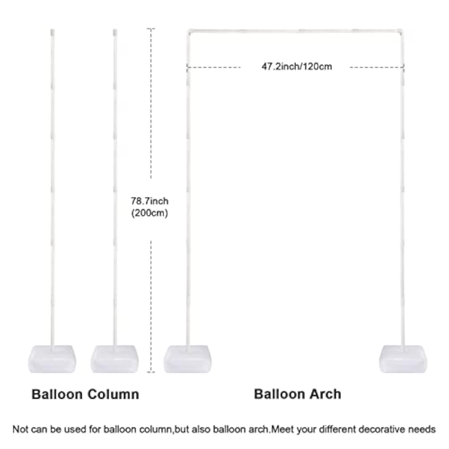 6.5 Feet Balloon Arch Stand With Base, 2 Set 78.7 Inch Balloon Column Stand Kit With Base, Water Bags And Glue Point, Balloon Tower For Wedding, Birthday And Party Decoration