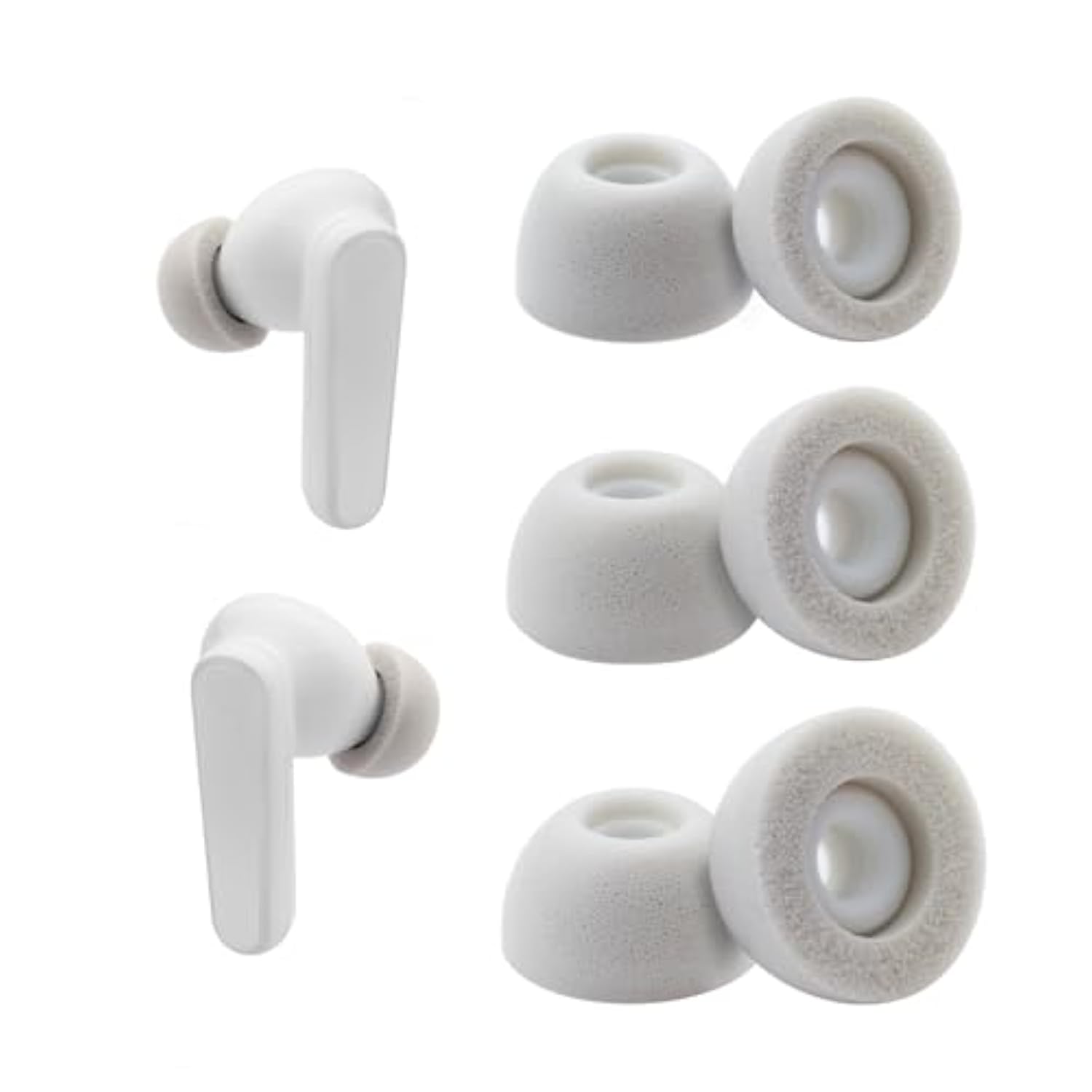 Replacement Memory Foam Eartips For Soundcore By Anker P20I/P30I/Life P3I/ Life P2 Mini/A20I True Wireless Earbuds, Comfort Fit (3 Pairs, S/M/L, White/Gray)