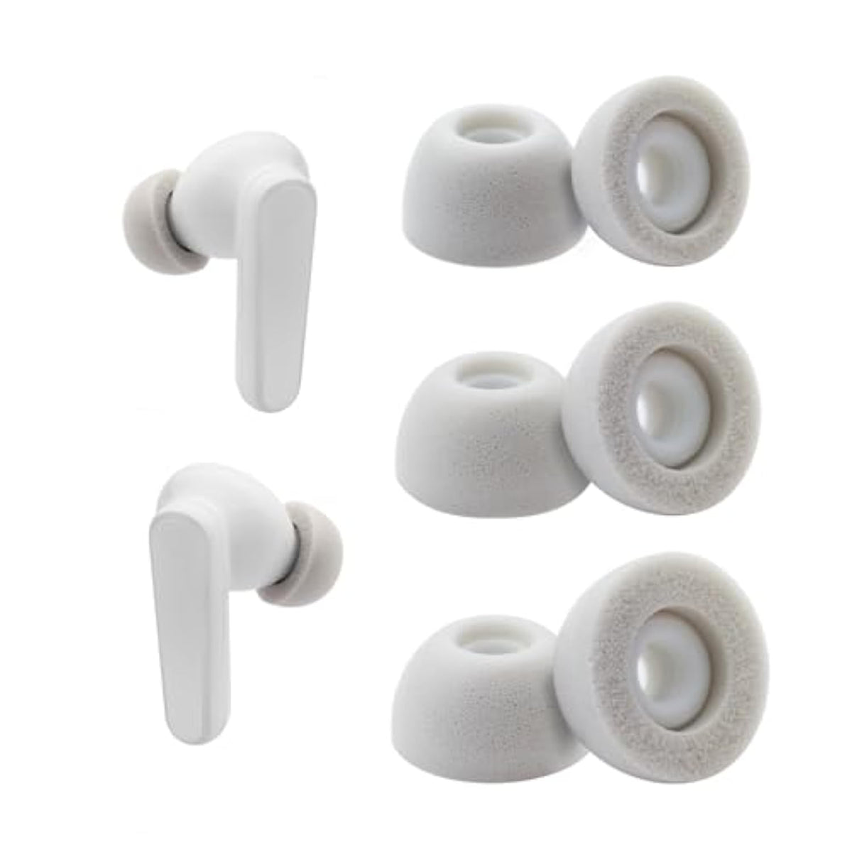 Replacement Memory Foam Eartips For Soundcore By Anker P20I/P30I/Life P3I/ Life P2 Mini/A20I True Wireless Earbuds, Comfort Fit (3 Pairs, S/M/L, White/Gray)