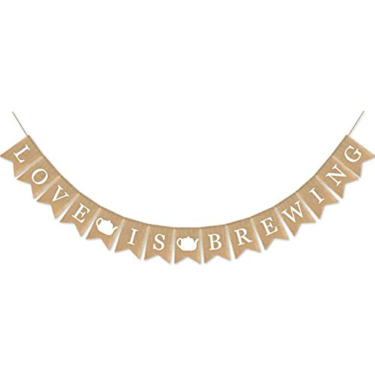 Burlap Love Is Brewing Banner Tea Coffee Themed Bar Bridal Shower Supplies Wedding Engagement Party Garland Decoration