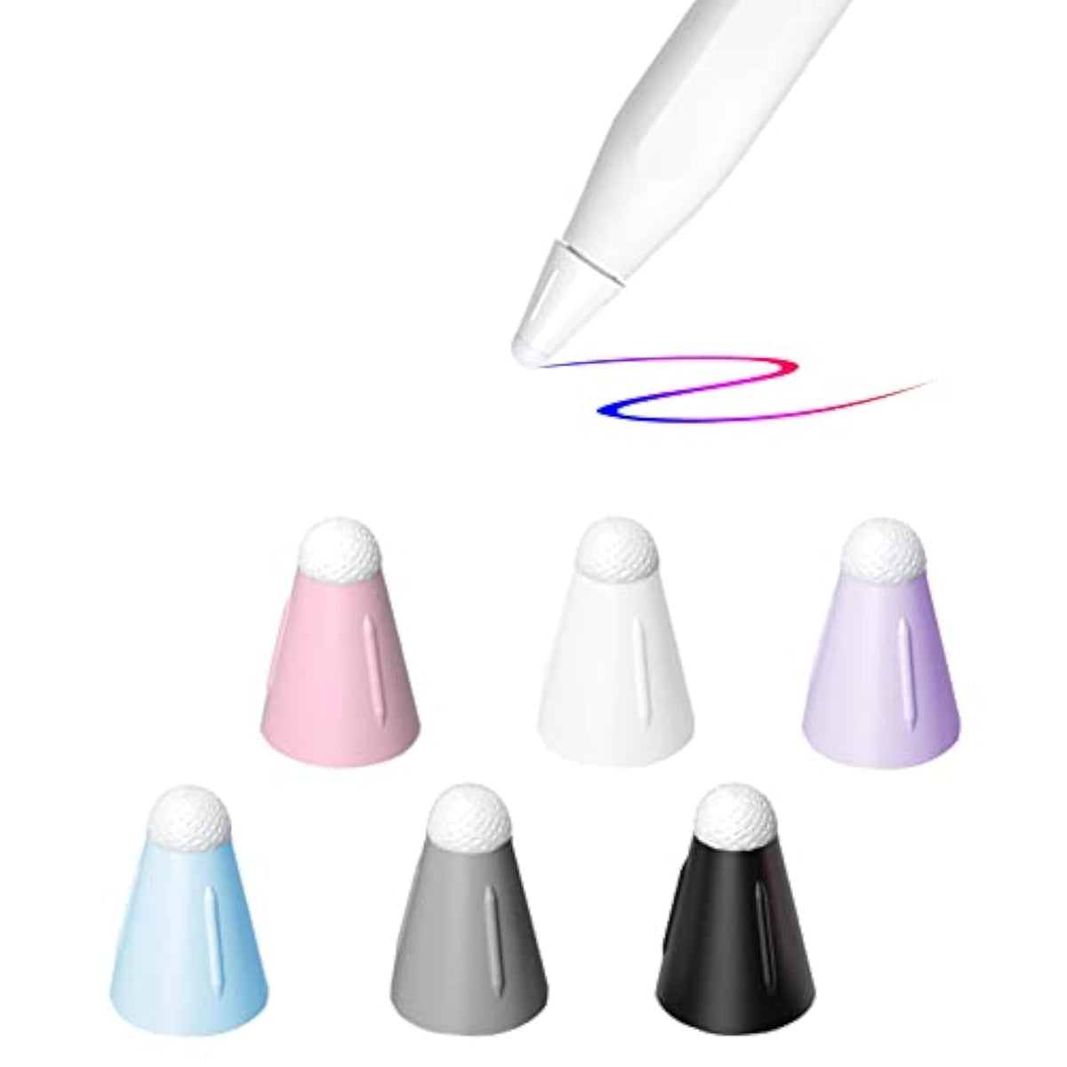 Cover For Apple Pencil Tip, Noise Reduction Silicone Nib Cap Accessories For Apple Pencil 2Nd Generation Tips And 1St Gen Suitable Paper-Like Screen Protector(6 Pcs,6 Colors)