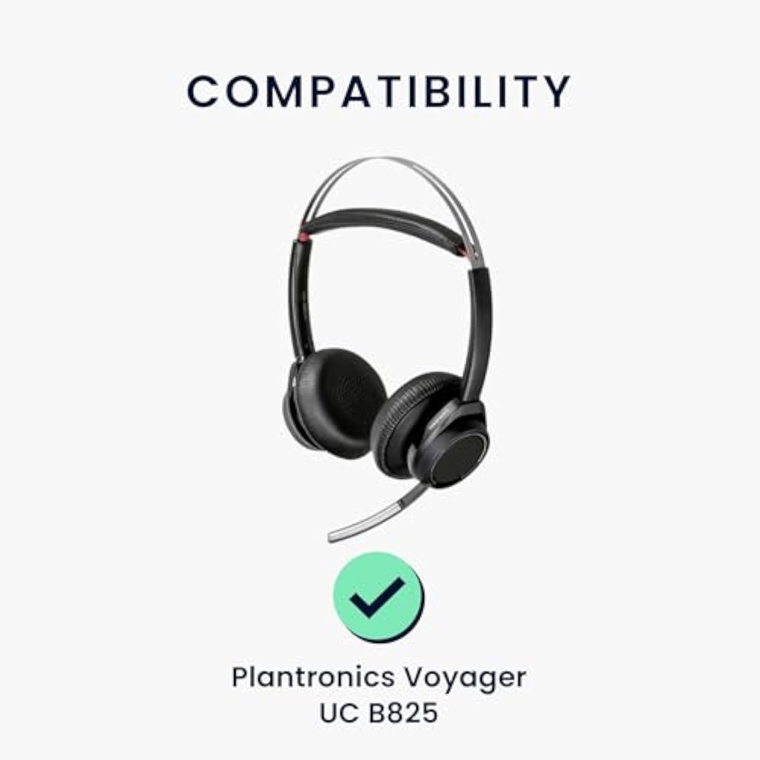 kwmobile Ear Pads Compatible with Plantronics Voyager UC B825 Earpads - 2X Replacement for Headphones - Black