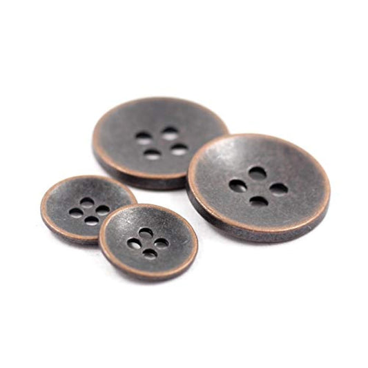 Antique Copper Concave Metal Hole Blazer Button Set. 6 Pcs Of 23Mm, 8