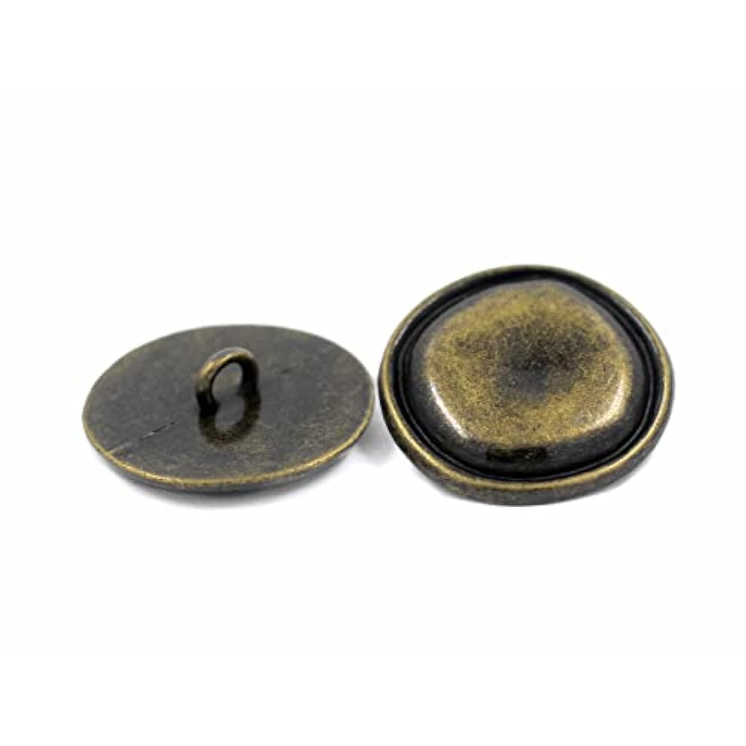 12 Pieces Rustic Round Metal Shank Buttons. 23Mm (7/8 Inch) (Antique B
