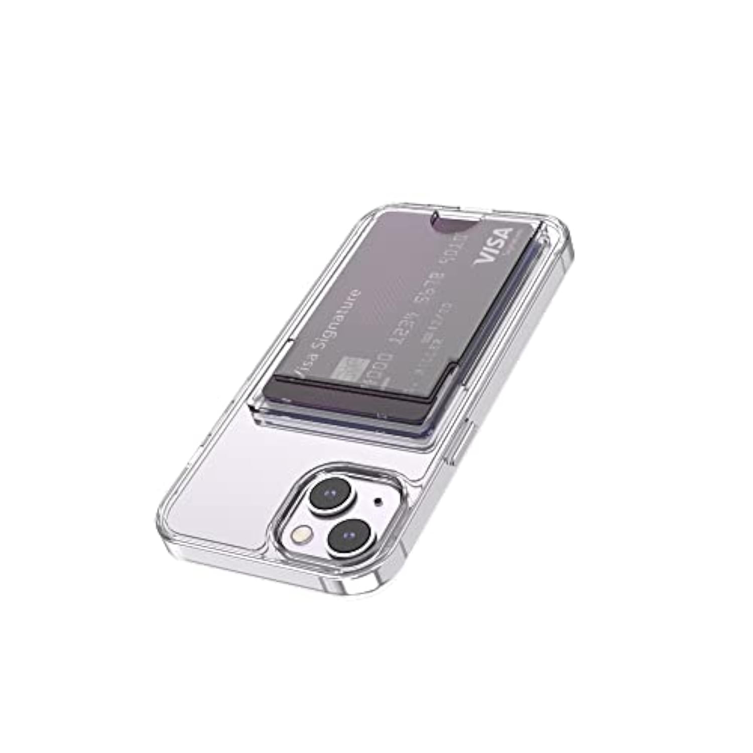 For Iphone 14, Iphone 13 Clear Wallet Case, Anti-Yellowing Slim Fit Thin Tpu Bumper + Pc Back Case With 2 Cards Holder