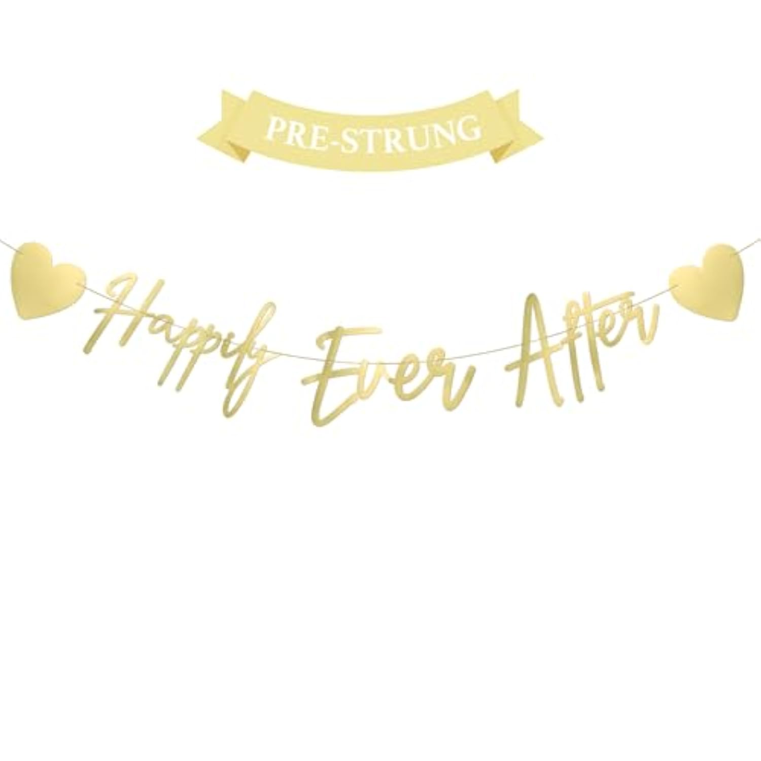 Pre-Strung Happily Ever After Gold Banner Bridal Shower Wedding Decor