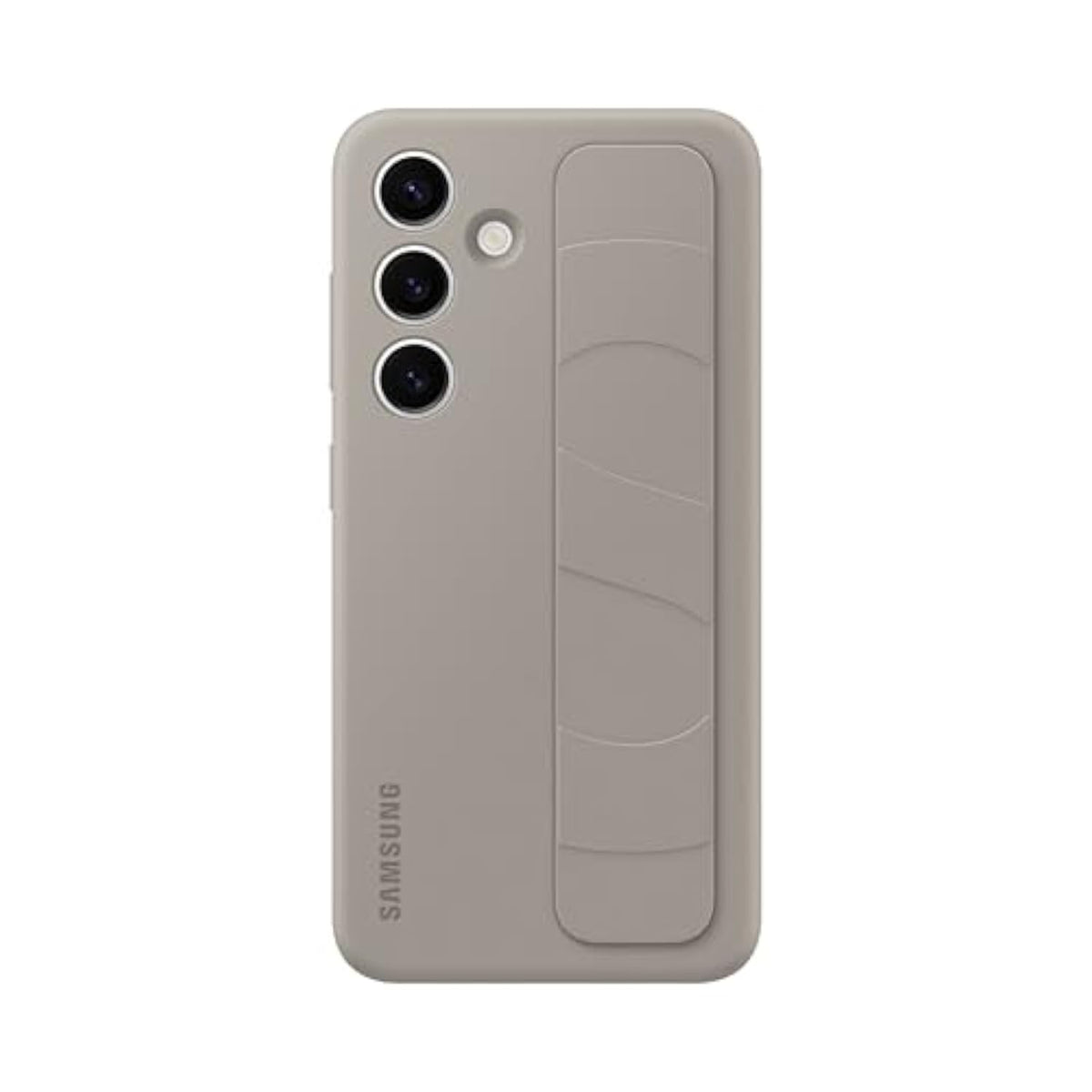 Samsung Galaxy S24 Standing Grip Phone Case, Protective Silicone Cover with Hand Strap, Kickstand, Durable Design, Soft Touch, US Version, EF-GS921CUEGUS, Taupe