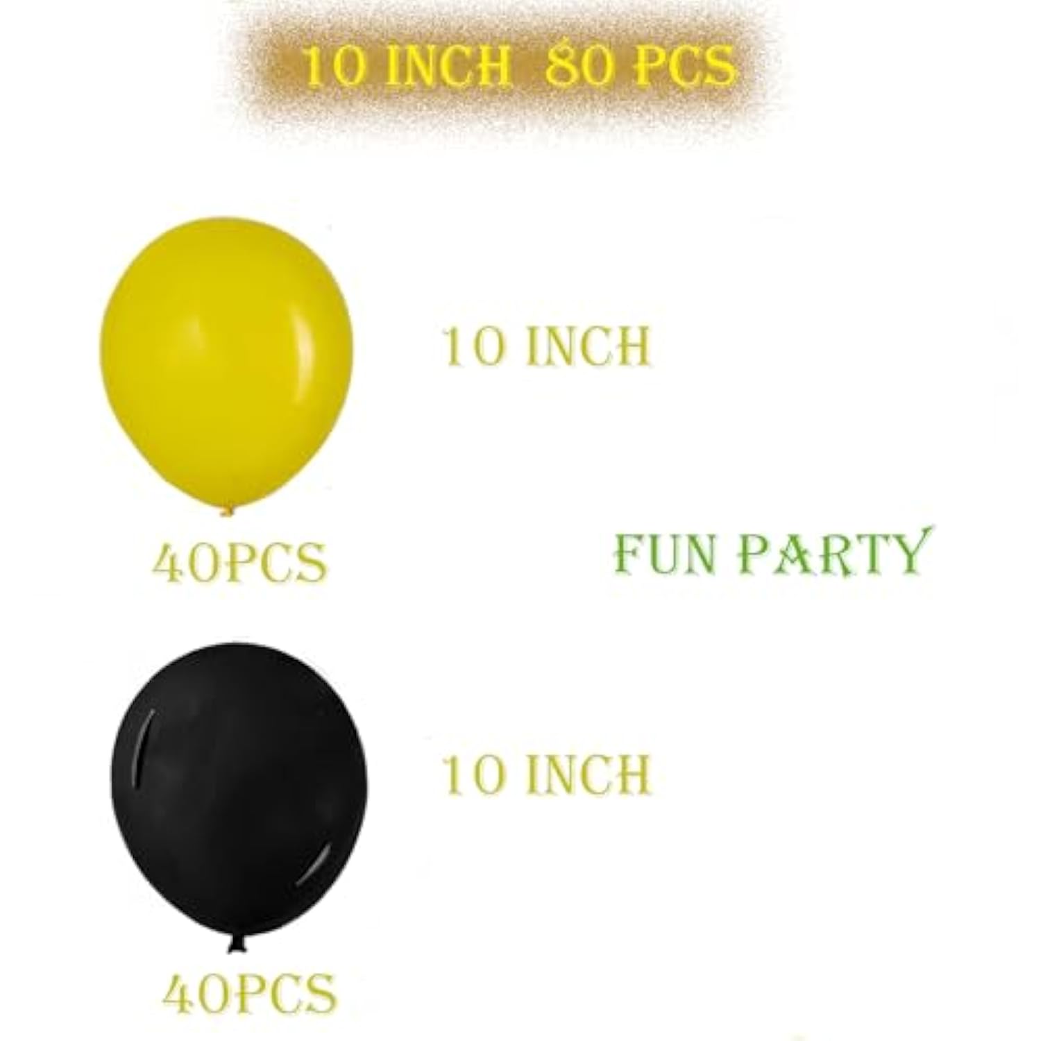80Pcs 10-Inch Black Yellow Balloons for Sunflower Party Decorations