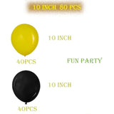 80Pcs 10-Inch Black Yellow Balloons for Sunflower Party Decorations