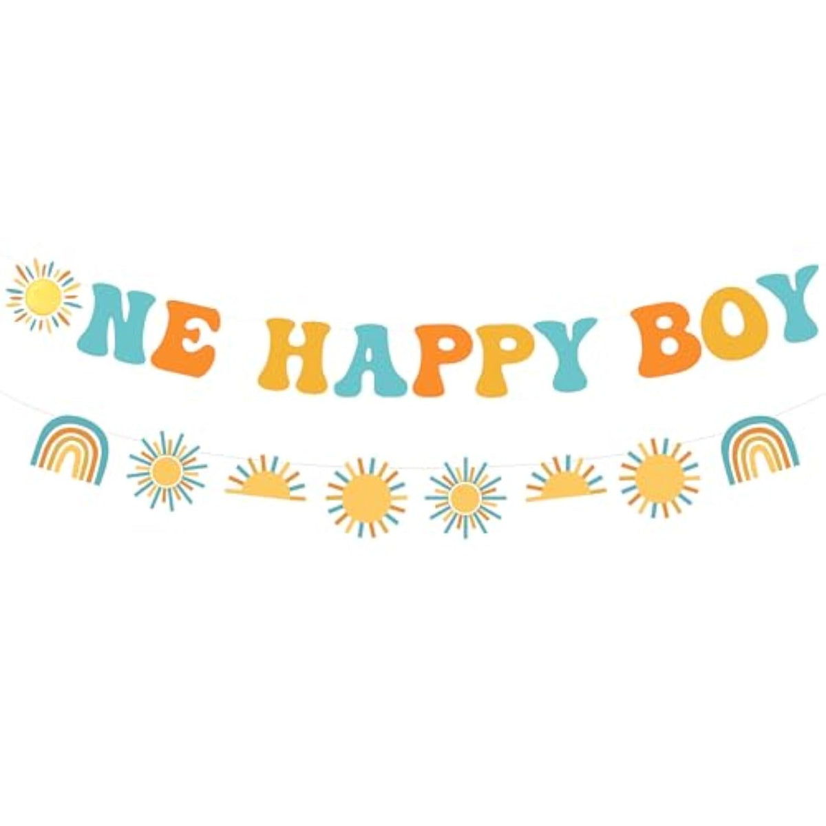 Sun Theme Banner Garland Set 1St Birthday Decorations, One Happy Boy Banner, Boho Sun Garland Accessories, You Are My Sunshine First Birthday Supplies