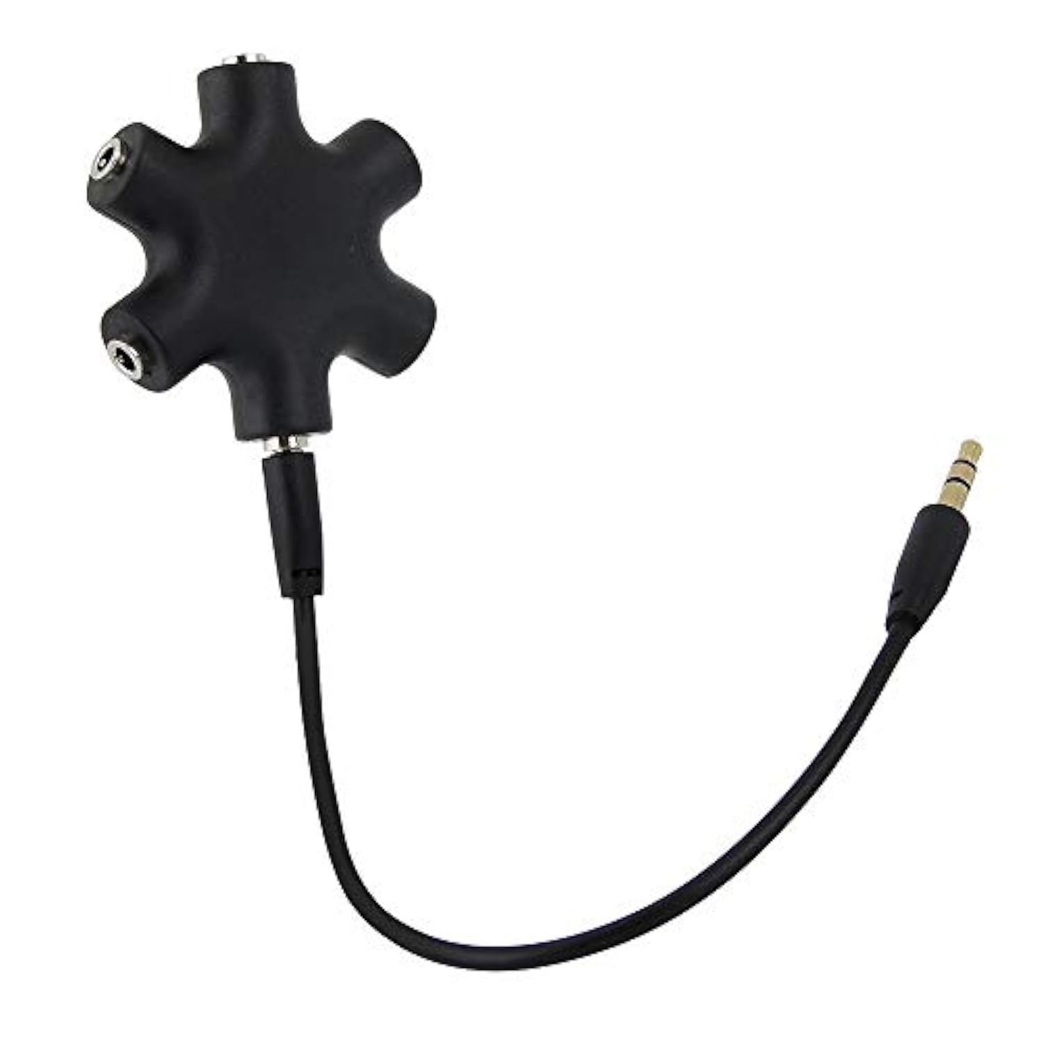 2Pcs Multi Headphone Splitter 3.5Mm Headphone Audio Jack Splitter 1 Male To 5 Port Female Earphone Headset Adapter (Black)