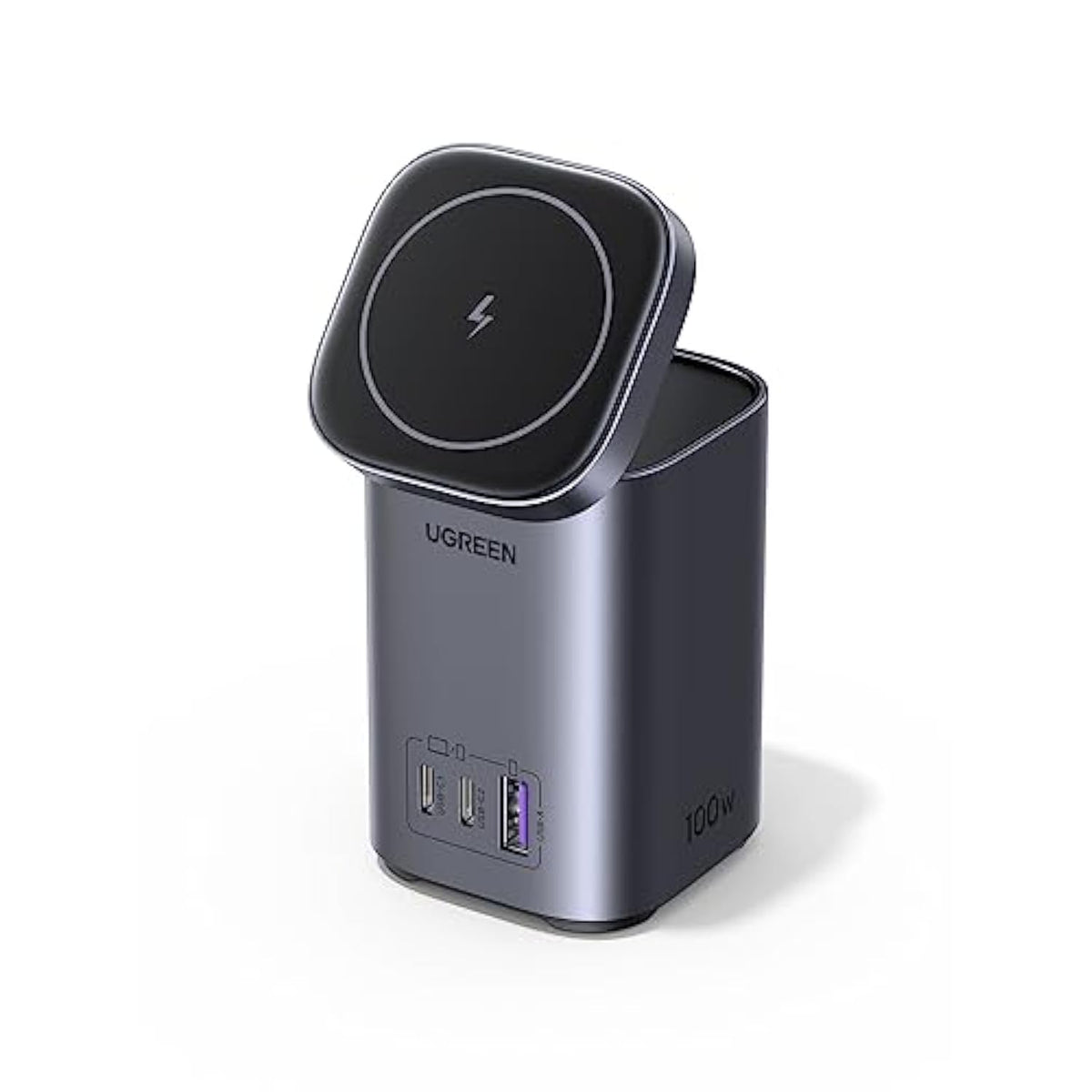 UGREEN 100W Charging Station 4-Port, Qi2 Certified 15W Foldable Charger, MagSafe Wireless Charger Stand for iPhone 16/15/14/13/12, AirPods Pro, MacBook Pro, Galaxy S24 and More