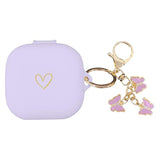 Compatible With Beats Fit Pro 2021, Soft Silicone Case With Gold Heart Pattern For Beats Fit Pro Case With Cute Butterfly Keychain For Girls Women (Lavender Purple)