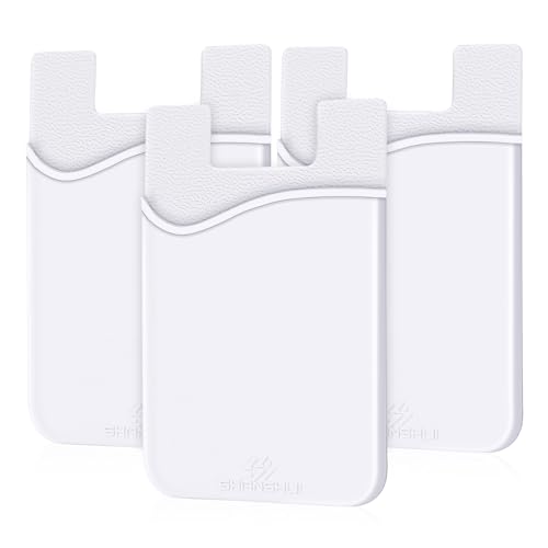 Phone Wallet, 3 PCS Ultra Slim Credit&ID Card Holder Wallet Stick on Credit Card Holder Compatible for iPhone, Android & Most Smartphones - White