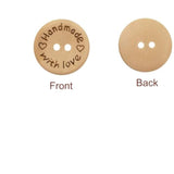150Pcs Wooden Handmade With Love Round Craft Decor 2 Holes Wooden Sewi