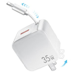 Retractable Wall Charger, 35W Fast Usb Chargers Block With Cables For Iphone 14/13/12/11 Pro Max/Xr/Xs/8/7,Ipad, Portable Retractable Charger Wall Plug For Home Travel Office
