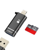 Lightning to USB Adapter(2in1) Micro SD Card Reader for iPhone 14 13 12 Pro Max OTG 3.0 Cable MFI Certified for iPad Connector Digital Camera TF