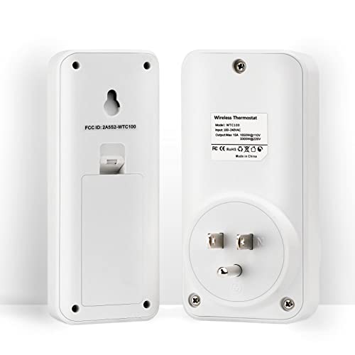 Wireless Thermostat Plug In Digital Temperature Controller Outlet Programmable Thermostat With Build-In Temperature Sensor Remote Control Greenhouse Thermostat Outlet Plug For Heater