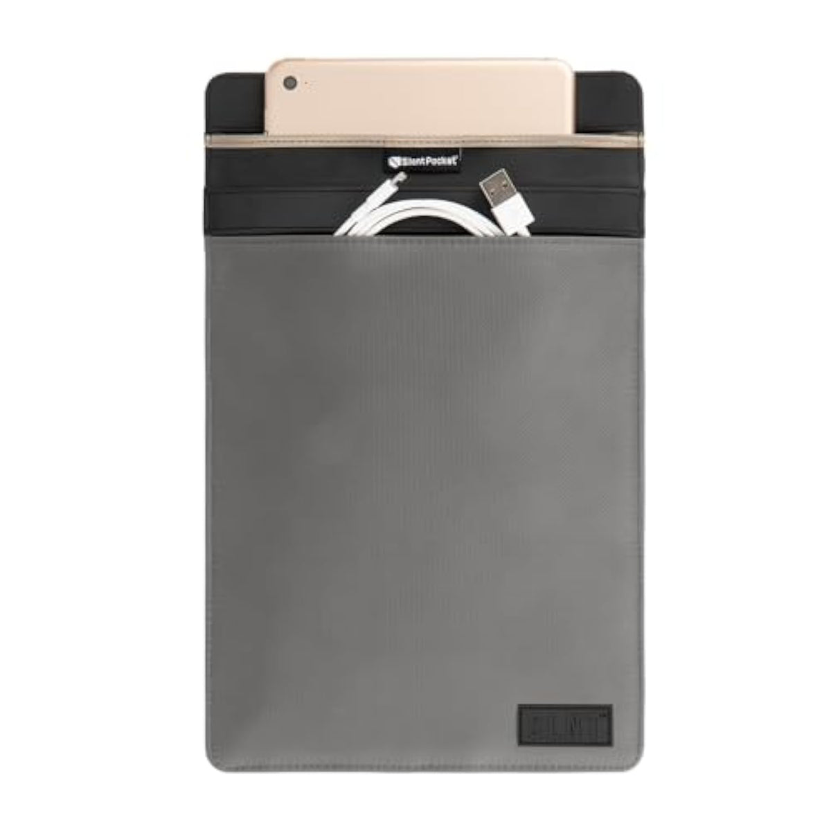 SLNT Faraday Bag Tablet Sleeve with Silent Pocket - Leather or Weatherproof Nylon, Signal Blocking Device Shielding for iPad, Samsung Galaxy Tab, Most Tablets, Privacy (Charcoal Grey Nylon, Large)