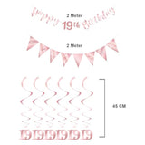 19Th Birthday Decoration Kit, Happy 19Th Birthday Banner Bunting Swirls Streamers, Triangle Flag Banner For Birthday Party Decorations Supplies Rose Gold 19Th
