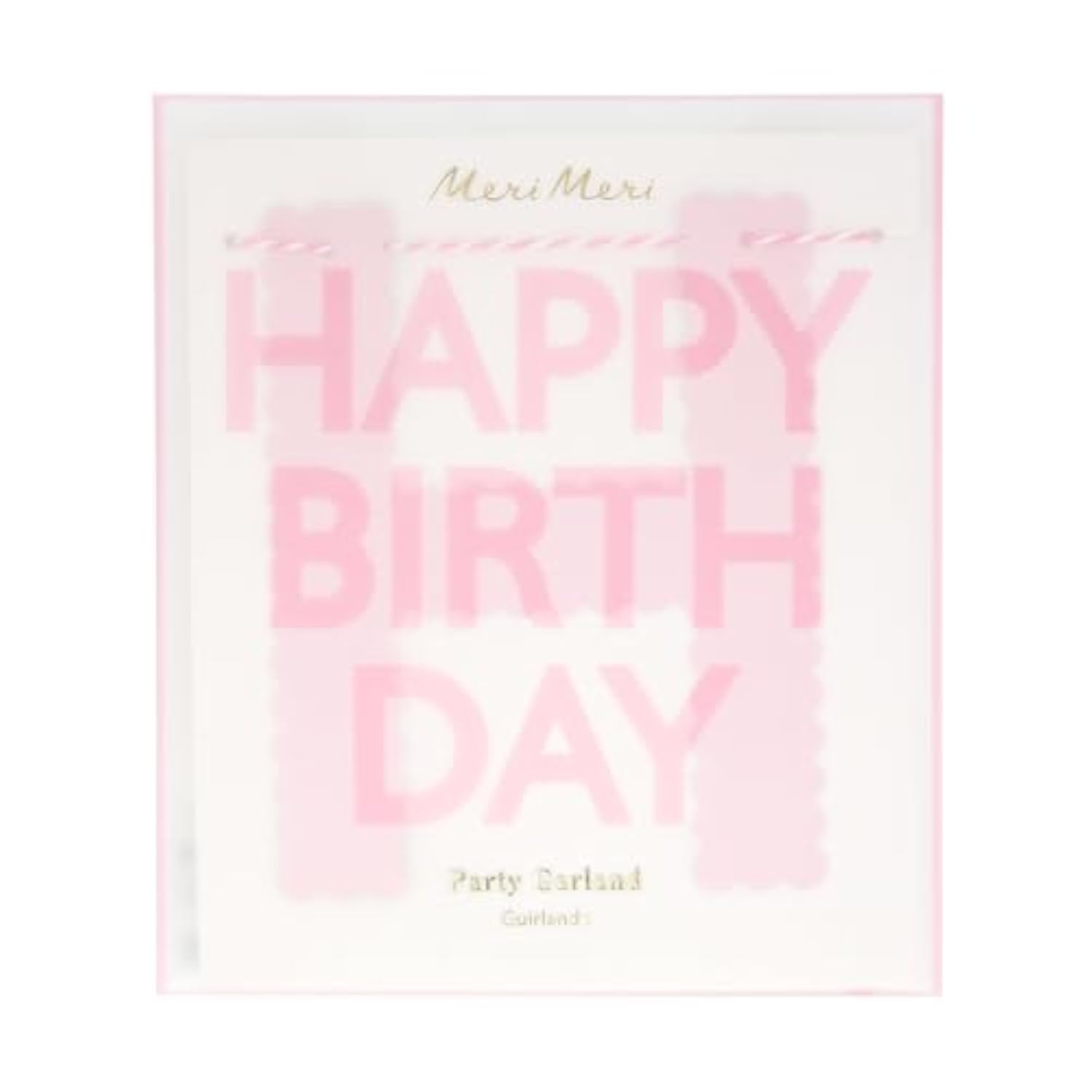 Meri Meri Pink Happy Birthday Banner (Pack of 1), 8' Birthday Party Banner with Excess Cord