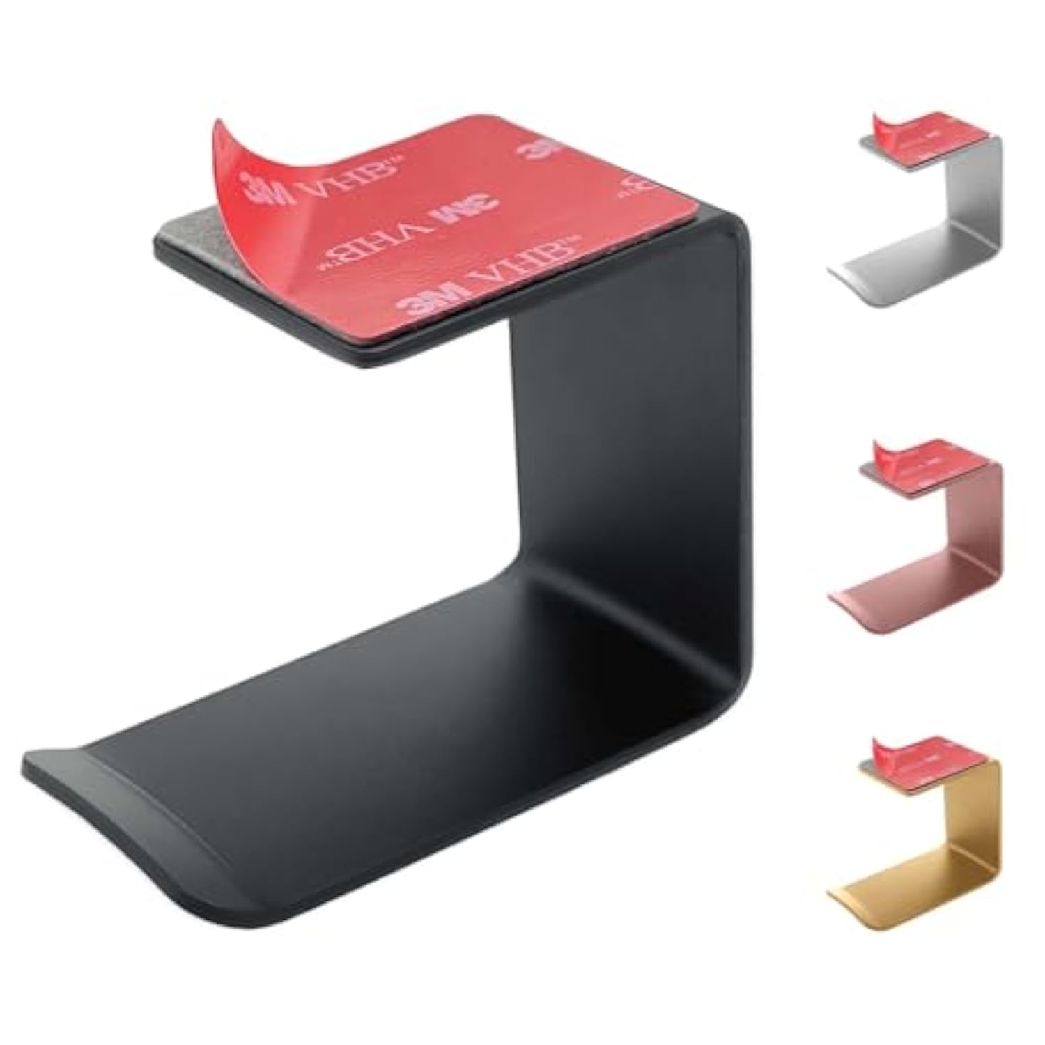 Aluminum Under-Desk Headphone Hook, With Strong Adhesive Vhb Tape, Holds 5 Lbs (Black)