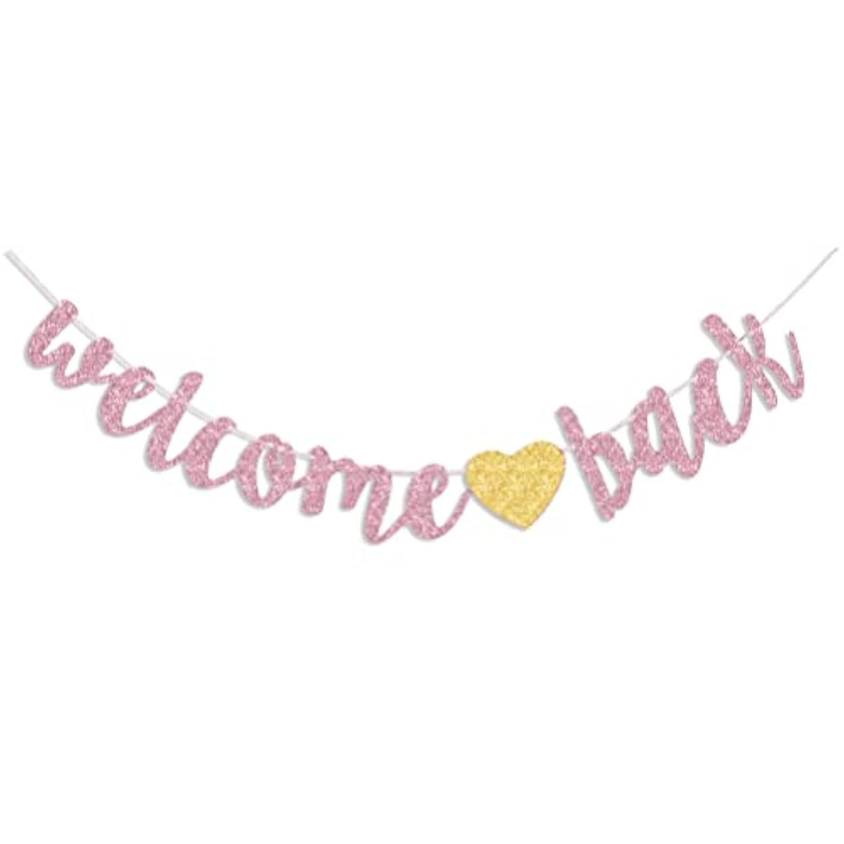 Welcome Back Banner Returning Home Party Paper Sign Teenager Homecoming Returning Home Retiring From The Army Decorations, Rose Gold