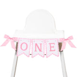 Felt Coquette Pink Bow One High Chair Banner For Girl First Birthday Pink High Chair Banner Sweet One Bow 1St Birthday Decorations
