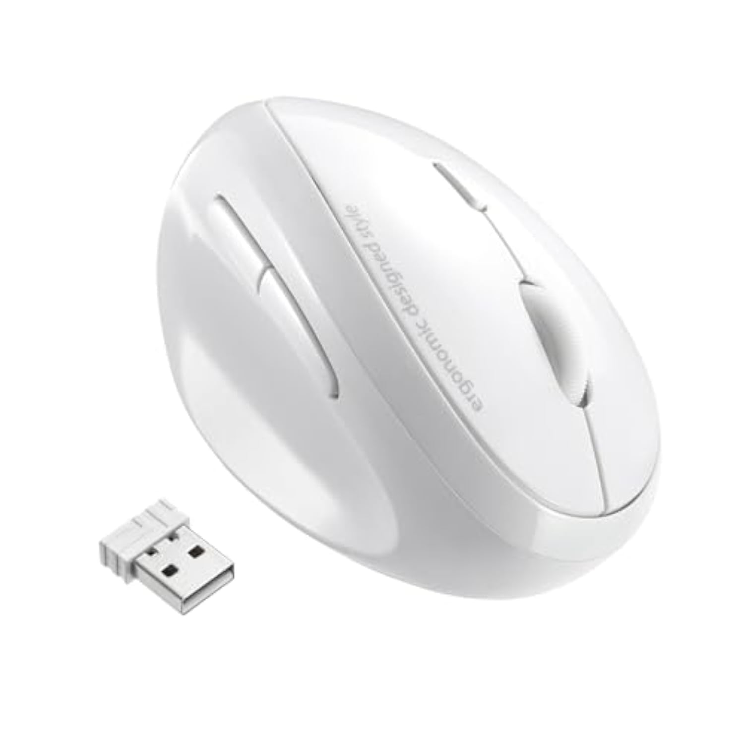 2.4G Wireless Left Handed Mouse, Ergonomic Left Hand Vertical Mouse For Small Medium Hands, 5 Buttons, 800/1200/1600 Dpi, Blue Led Sensor, Compatible With Laptop, Pc, Mac, Windows, White