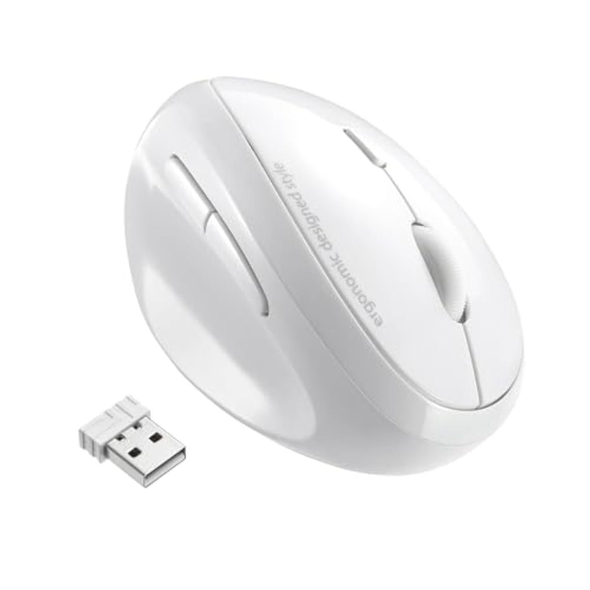 2.4G Wireless Left Handed Mouse, Ergonomic Left Hand Vertical Mouse For Small Medium Hands, 5 Buttons, 800/1200/1600 Dpi, Blue Led Sensor, Compatible With Laptop, Pc, Mac, Windows, White