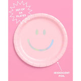 Smiley Paper Plates - 24 Pk, 9" | Happy Pastel Birthday Party Decorations, Cute Bachelorette Party, Cool Cake Plates