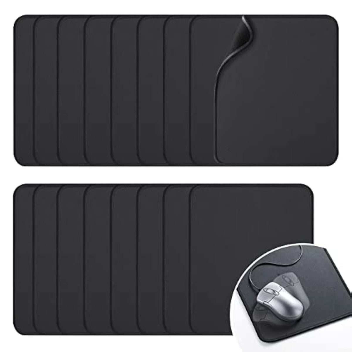 17 Pcs Computer Mouse Pad, Non-Slip Rubber Base And Textured Stitched Edge Mousepads,Mouse Pad Pack For Office And Home,10.2X8.2 Inches,3 Mm Thickness