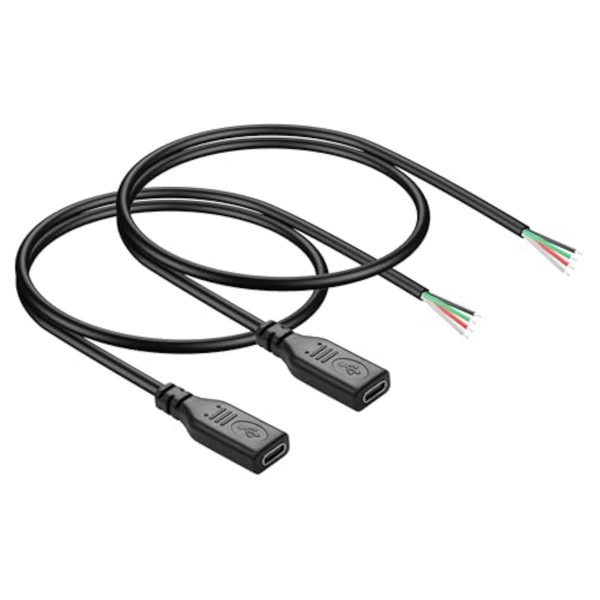 Usb C Pigtail Power Cable,2 Pack 5V Usb Type C Female To 4 Cores Bare Wire Extension Data Cable For Usb C Equipment Installed Or Replacement Repair Diy Cable?0.5M?