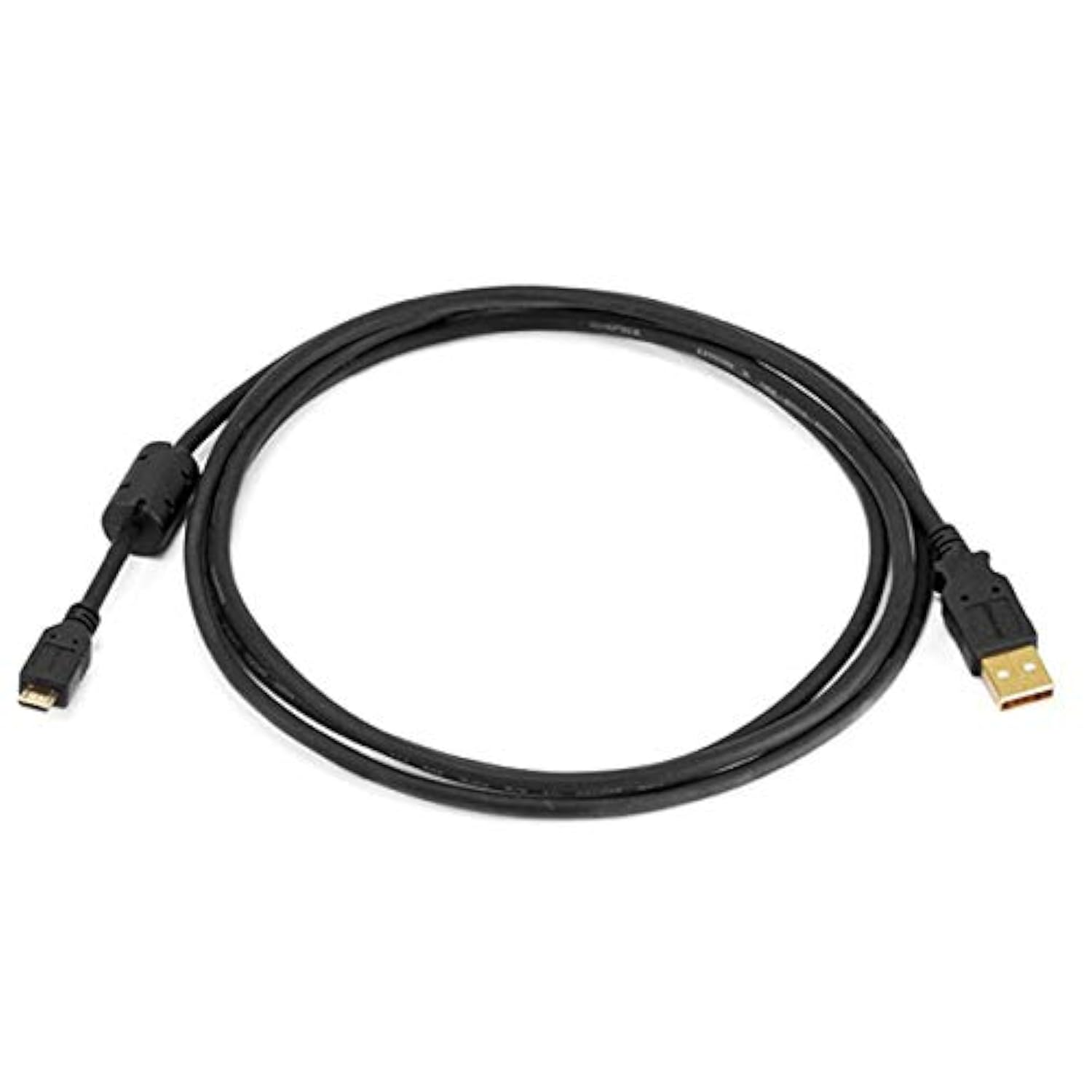 6-Feet Usb 2.0 A Male To Micro 5Pin Male 28/24Awg Cable With Ferrite Core (Gold Plated) (105458),Black