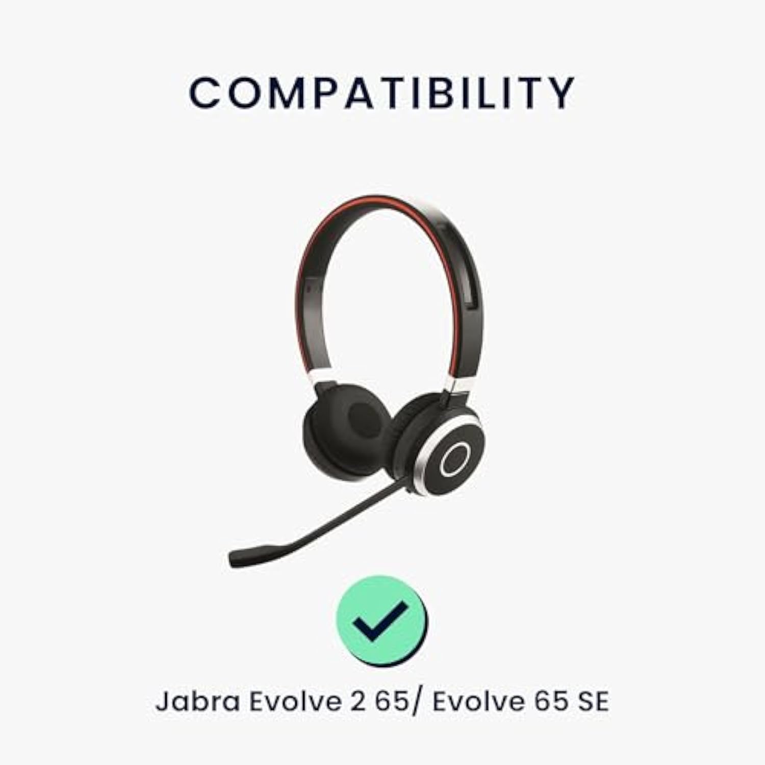 kwmobile Ear Pads Compatible with Jabra Evolve 2 65 / Evolve 65 SE Earpads - 2X Replacement for Headphones - Black