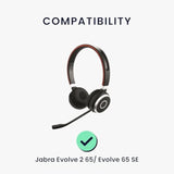 kwmobile Ear Pads Compatible with Jabra Evolve 2 65 / Evolve 65 SE Earpads - 2X Replacement for Headphones - Black