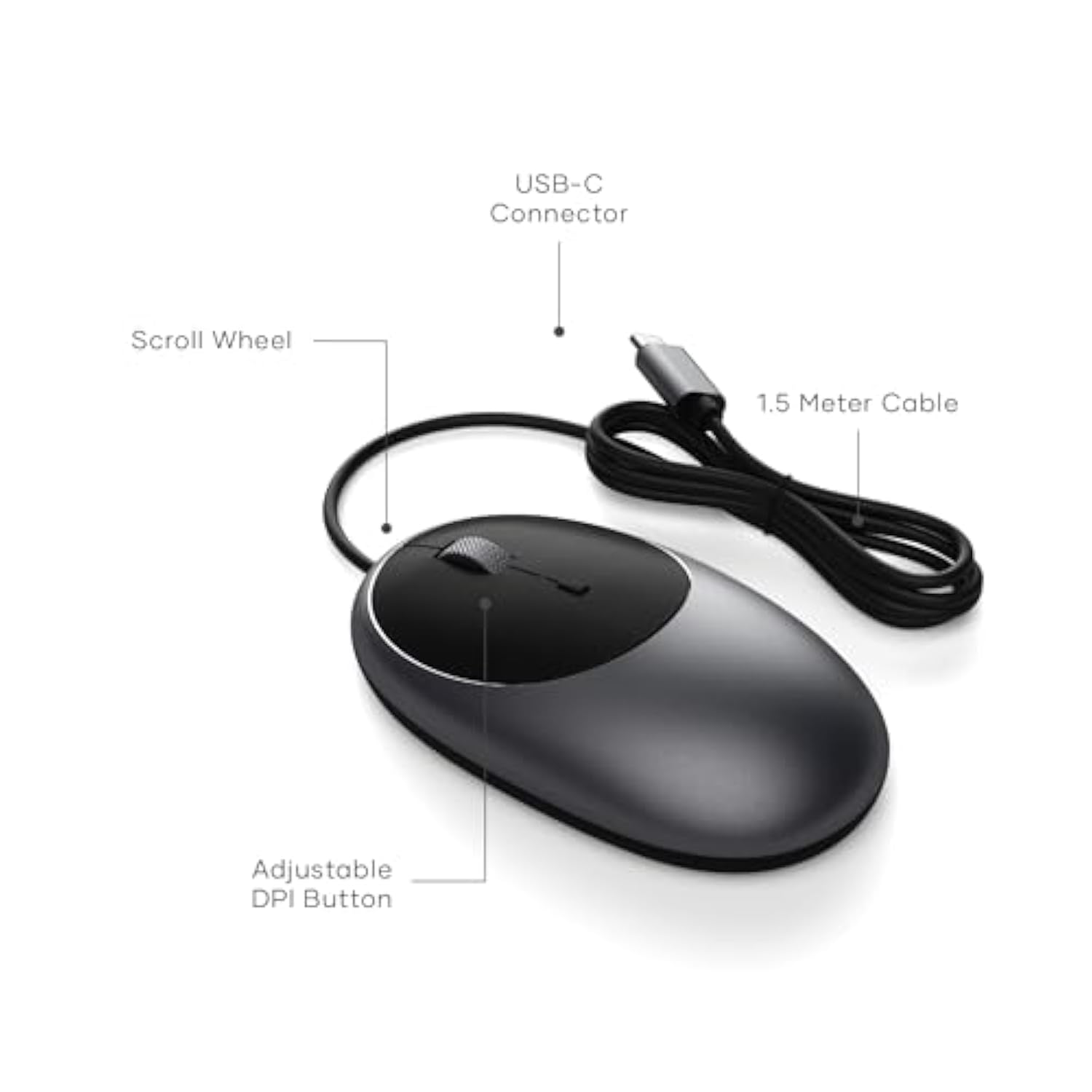 Satechi Aluminum C1 USB-C Wired Mouse – Optical Computer Mouse – Compatible wi