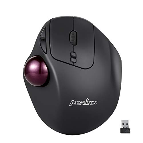 11568 Perimice-717 Wireless Trackball Mouse, Build-In 1.34 Inch Trackball With Pointing Feature, 5 Programmable Buttons, 2 Dpi Level, Black