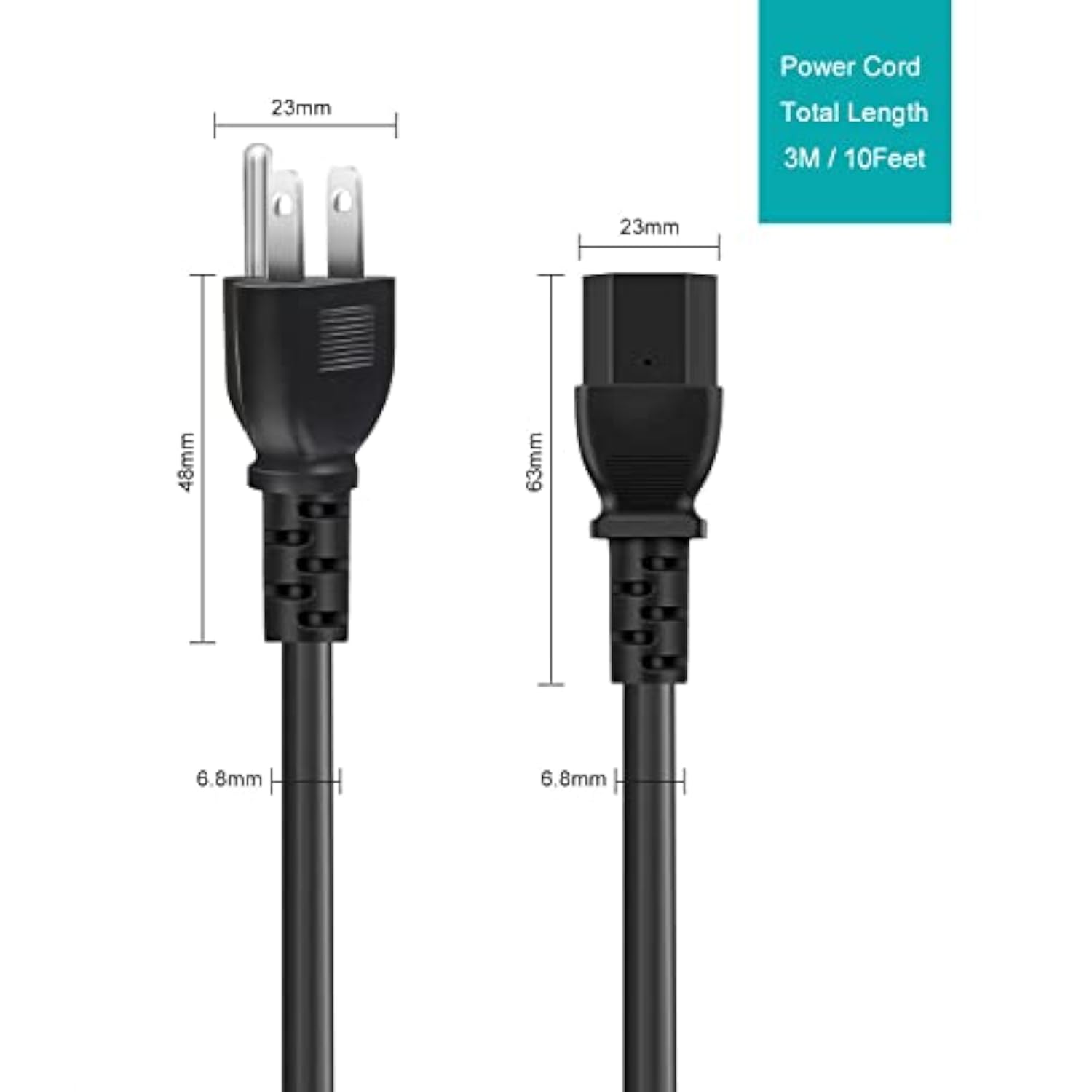 Ac Power Cord Compatible With Horizon Fitness Treadmills Ellipticals, Universal 3 Prong Power Cable Replacement 6 Feet