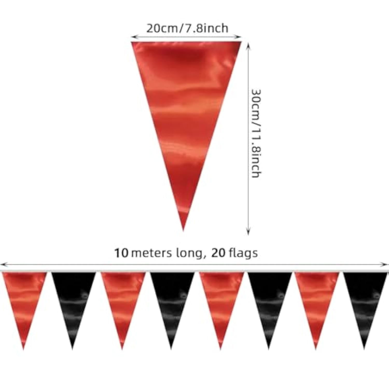 65Ft Red Black Triangle Pennant Banner Flag Metallic Fabric Bunting Garland For Christmas Graduation Bachelorette Anniversary Birthday Engagement Wedding Anniversary Casino Party Decorations Supplies