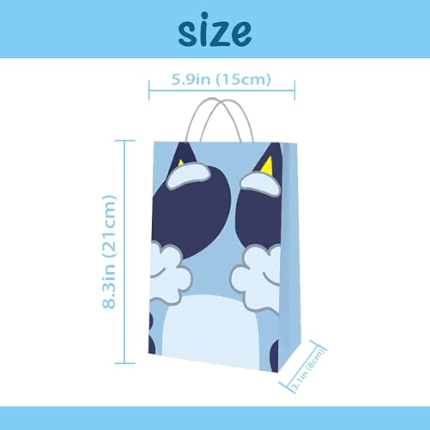 36Pc Blue Dog Birthday Party Supplies 18 Goodie Bags and 18 Paper Crowns