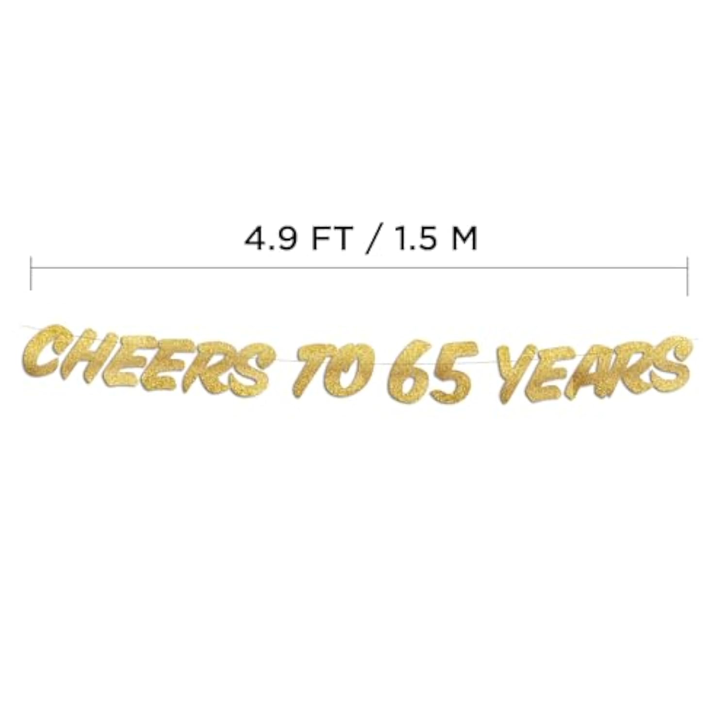 Cheers To 65 Years Gold Glitter Banner - 65Th Birthday And Anniversary Party Decorations