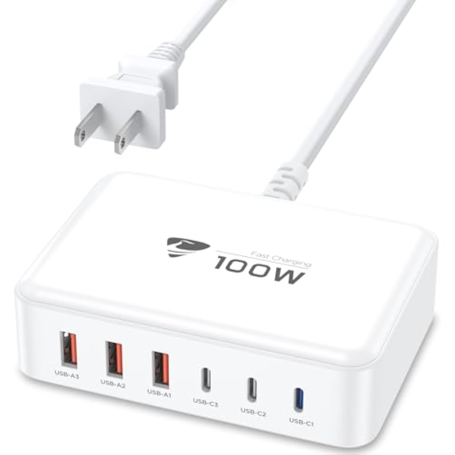 Usb C Fast Charger, 100W Gan 6 Port Usb C Fast Charging Station Hub Block Cube, Qc Usb A And Pd Usb C Wall Charger Power Multiple Usb Charger Plug For Iphone 16 15 14 13 12 Pro Max, Macbook, Samsung