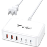 Usb C Fast Charger, 100W Gan 6 Port Usb C Fast Charging Station Hub Block Cube, Qc Usb A And Pd Usb C Wall Charger Power Multiple Usb Charger Plug For Iphone 16 15 14 13 12 Pro Max, Macbook, Samsung