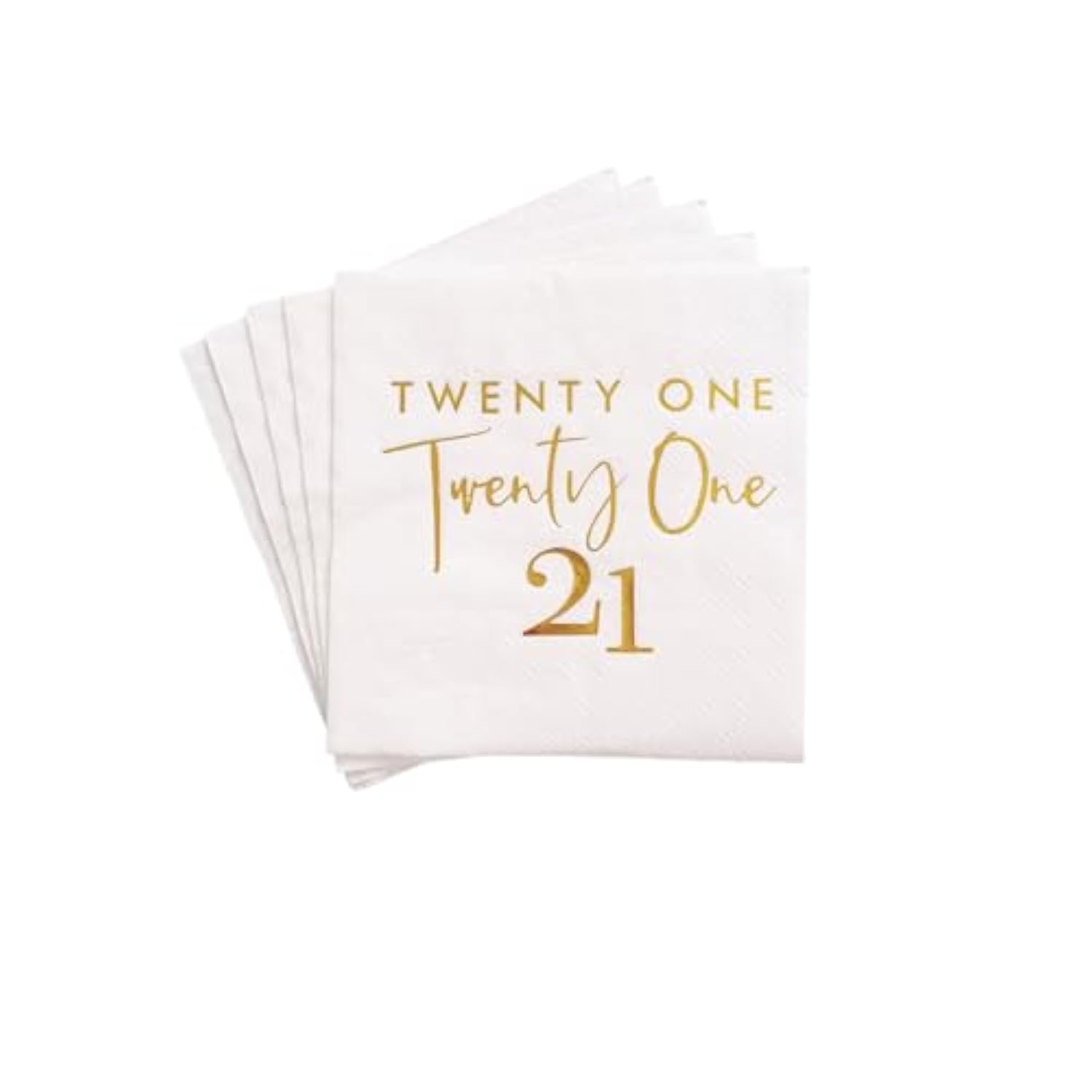 40 Pcs White Gold 21st Birthday Cocktail Napkins 10x10 Inch Disposable Supplies