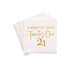 40 Pcs White Gold 21st Birthday Cocktail Napkins 10x10 Inch Disposable Supplies