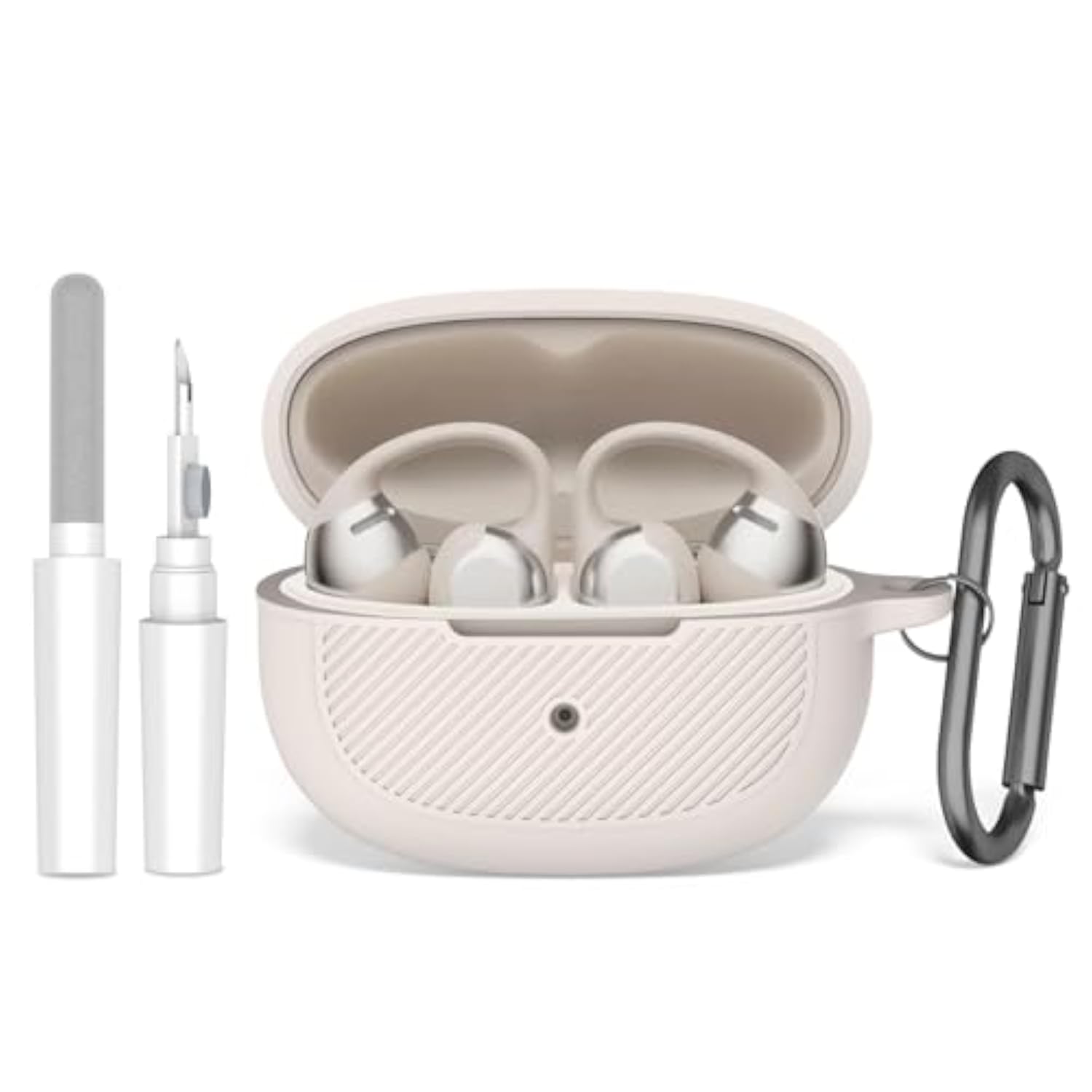 SHOKZ OpenDots ONE/OpenDots 2 Case, Soft Silicone Shockproof Protective Case Cover Compatible with SHOKZ OpenDots ONE & Two Earbuds Accessories with Cleaning Kit & Keychain
