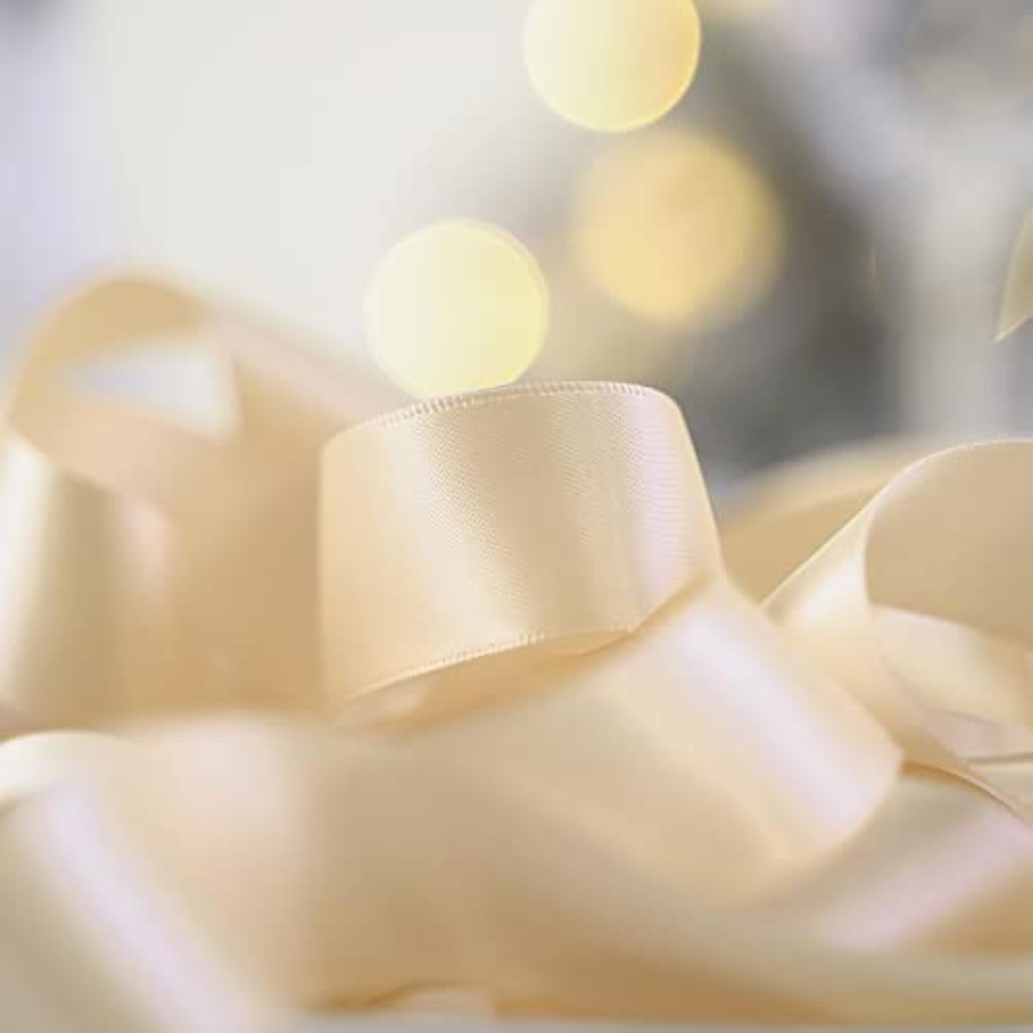 Champagne Satin Ribbon 1 Inch Silk Satin Ribbon 50 Yards Double Face S